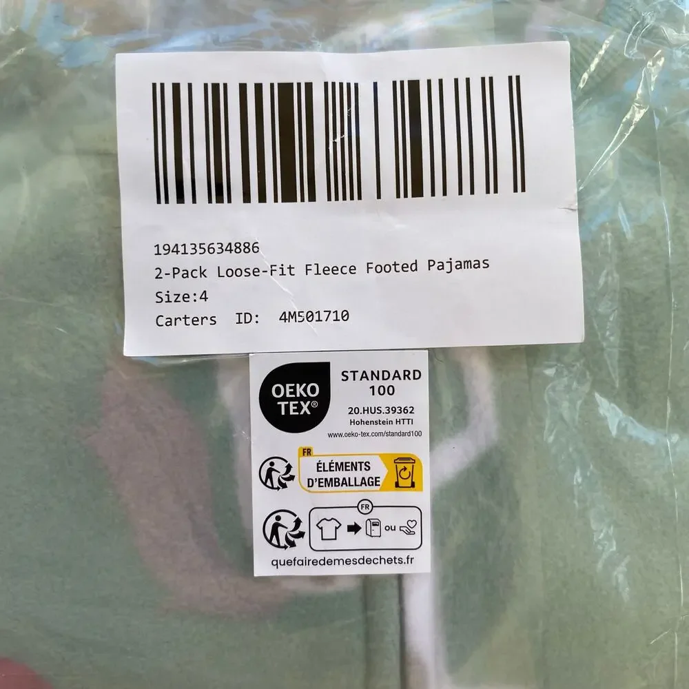 Simple Joys by Carter's Girls 2-Pack Loose-Fit Fleece Footed Pajamas Size 4